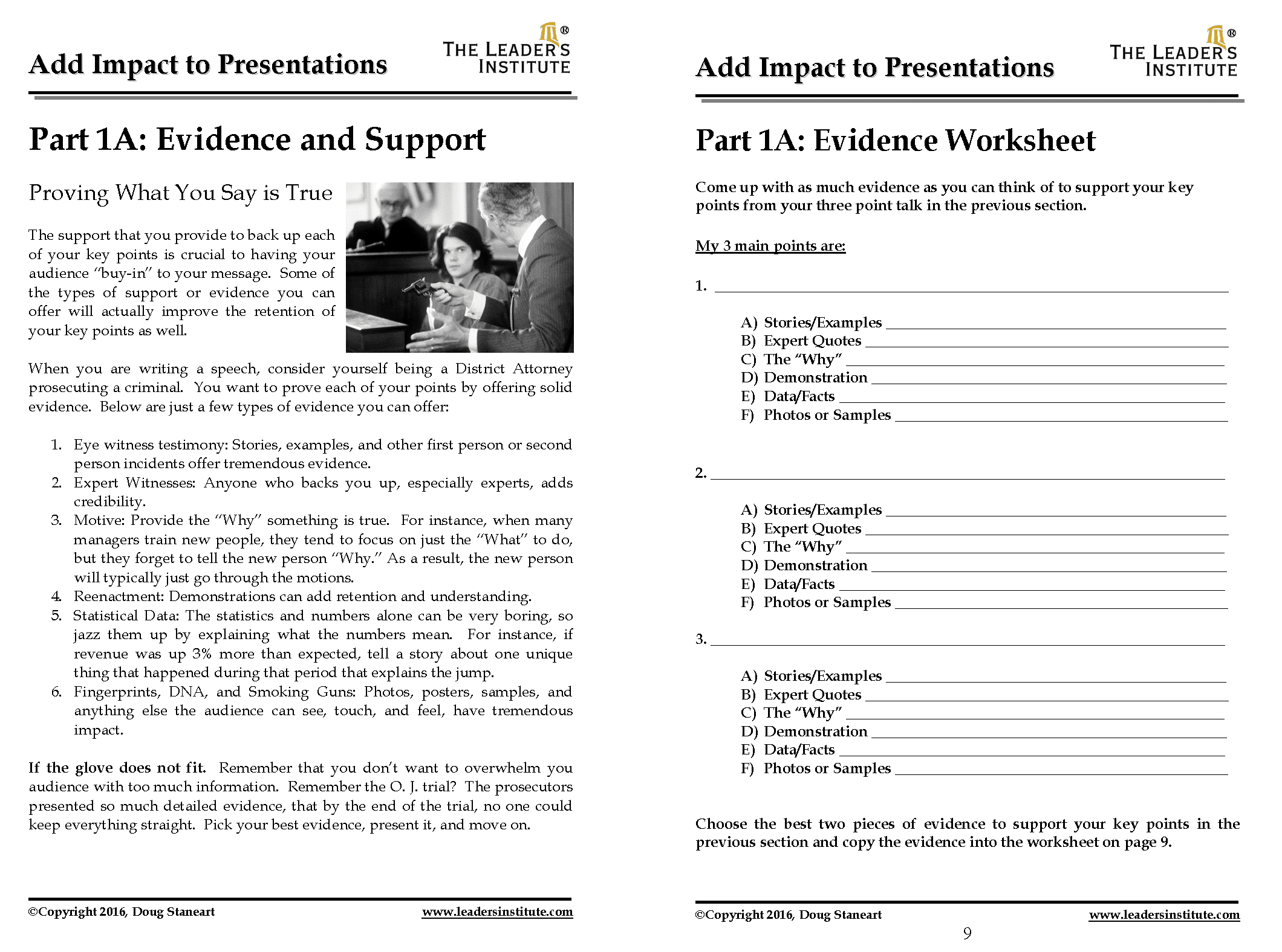 handout for presentation